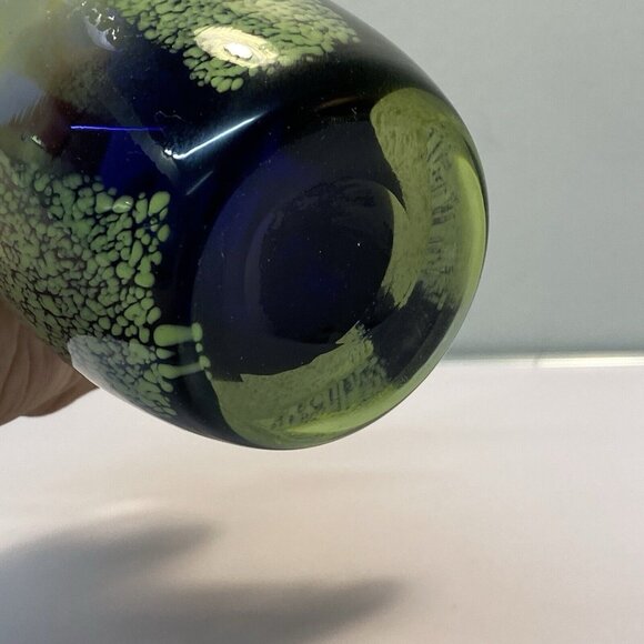 Handcrafted Art Glass Vase Green & Blue With Flared Rim Teleflora Murano Style - Picture 7 of 10